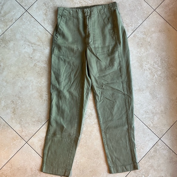 Army green cropped J. Crew pants size 0 - Picture 1 of 3
